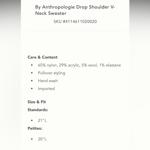 ✨ Anthropologie Drop Shoulder V-Neck Sweater Sz M - Picture 6 of 10